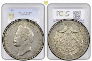 Germany, Hesse Darmstadt, Ludwig III, 2 Taler 1854, PCGS AU 50 - Picture 1 of 8