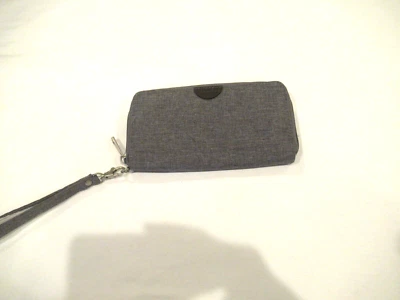 Carteira Travelon cinza, interior azul, pulseira - Imagem 1 de 4