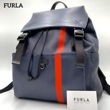 Rare:  Furla Backpack Leather Denim Navy