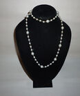 Vintage White Faux Pearl Plastic Chain Link Bead Fashion Necklace - FN0075