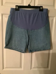 ๐ธ DUO Maternity Cotton Blue Denim Shorts Size 8 ๐ธ - Picture 1 of 7
