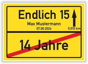 Geschenk 15 Geburtstag personalisiertes Ortsschild Deko Bild für Junge Mädchen - Bild 1 von 7