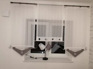 Gardinen Set, Flächen Vorhänge , NEU,MODERN ,Weis/Grau - Bild 1 von 6