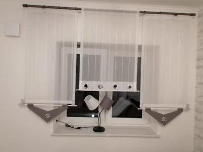 Gardinen Set, Flächen Vorhänge , NEU,MODERN ,Weis/Grau - Bild 1 von 4