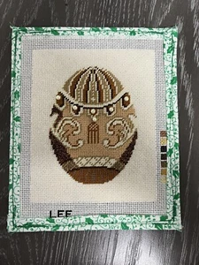 Faberge Egg Needlepoint Canvas by LEE - Browns White Gold - **COMPLETED* - Picture 1 of 11