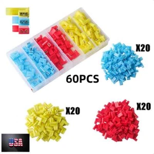 Kit de conectores de ángulo recto de 90 grados terminales de bandera hembra de nailon aislados 60 piezas - Imagen 1 de 8
