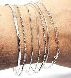 PULSERA DE CADENA DE PLATA ESTERLINA 925 DAMAS - 7,5 pulgadas - VARIOS ESTILOS DISPONIBLES - Imagen 1 de 46