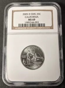 2005 D California State Quarter ~ NGC SMS MS69 ~ Satin Finish Special Strike - Picture 1 of 4