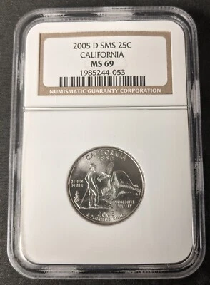 2005 D California State Quarter ~ NGC SMS MS69 ~ Satin Finish Special Strike - Image 1 of 4