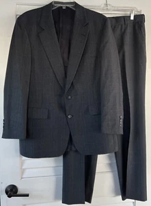 Hart Schaffner Marx Mens 2Pc Suit Gray/Blue Check Plaid Lightweight - Picture 1 of 18
