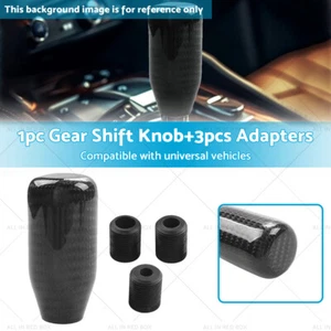 100% Real Carbon Fiber Universal Car Gear Shift Knob Shifter with Adapter Black - Picture 1 of 8