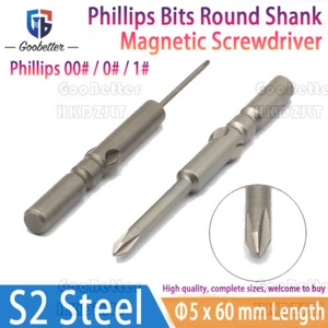 Phillips Bits Φ5 mm Round Shank Magnetic Cross Screwdriver Bit 00# / 0# / 1# - Picture 1 of 6