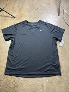 Nike Camicia Uomo 3XL Nero Baseball Henley Manica Corta Top Atletico DM0785-010 - Foto 1 di 6