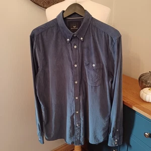 Crew Clothing Navy Blue Cord Classic Fit 100% Cotton Shirt M Medium Long Sleeve - Picture 1 of 13