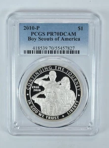 2010-P Boy Scouts Commemorative Dollar PR70 DCAM PCGS Blue Label - Picture 1 of 5