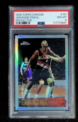 1996-97 Topps Chrome refrator #191R Jermaine O'Neal RC PSA 8 - Imagem 1 de 2
