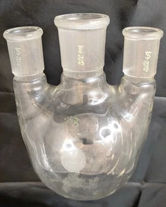 Vintage CORNING PYREX Glass 500mL Vertical 3 Neck Round Bottom Distilling Flask - Picture 1 of 5