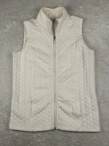 Gilet Liberty Lane donna taglia A panna trapuntato full zip cavo maglia finto collo - Foto 1 di 6