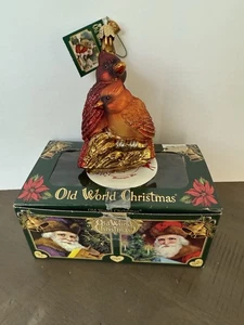 Alte Welt Weihnachten Paar Kardinäle Ornament 16045 mundgeblasene Glas Vögel - Bild 1 von 4