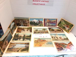 Lotto di 14 cartoline d'epoca in lino anni '30 Stati della California e di Washington - Foto 1 di 18