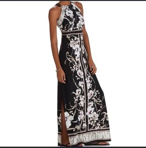 White House Black Market Small Floral Maxi Neckholder Kleid Empire Elegant Whbm - Bild 1 von 15