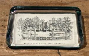 EGLOMISE Designs PORTLAND STATE UNIVERSITY Glass PAPERWEIGHT 2.5”x 4” EU - Picture 1 of 7