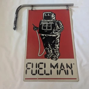 De colección Original Fuelman Gasolinera Combustible Publicidad Letrero 24x16 Doble Cara Robot - Imagen 1 de 9