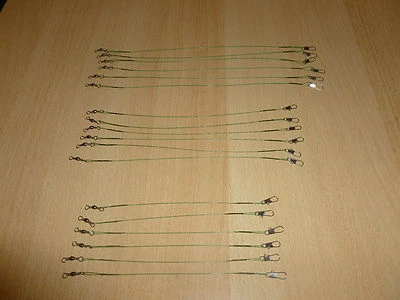 6 Stahlvorfächer mit Wirbel-Karabiner - Verschiedene Größen -  Angel Vorfach  - Bild 1 von 2