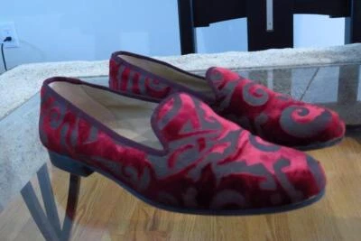 Zapatos Mocasines STUBBS & WOOTTON Borgoña Terciopelo Peltre Desplazamiento 7.5 Foto 1 de 3