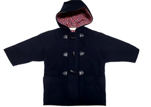 Marks & Spencer Boy 2-3 yr Navy Blue Winter Wool Zip & Toggle Duffle Coat - Picture 1 of 8