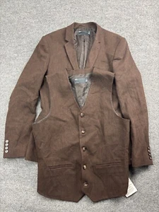 ASOS Wool Blend Suit Jacket Vest Set Men's 42 Brown Single Breasted Button Up - Picture 1 of 10
