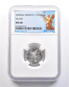 2000 Mo Mexico 1/10 Onza Silver Libertad MS68 NGC *5259 - Picture 1 of 3