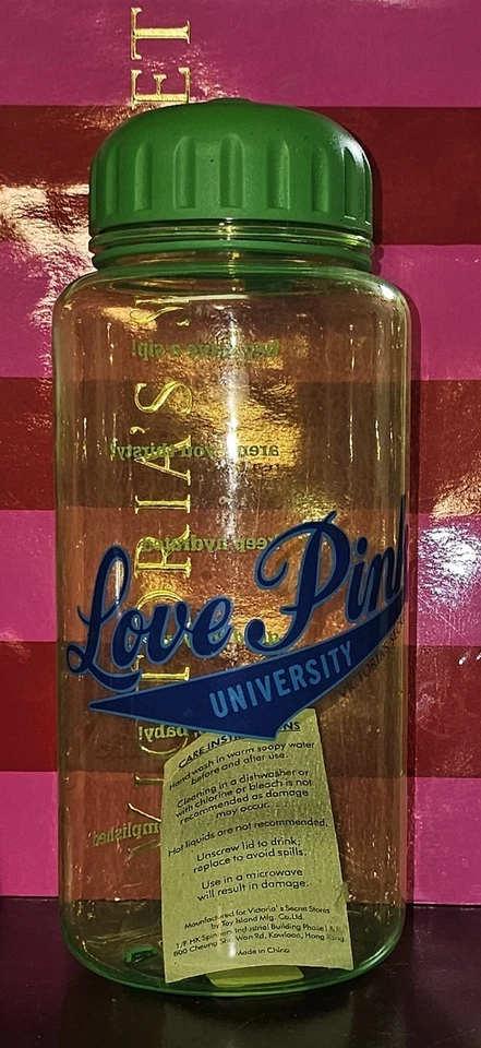 NUEVO Victoria's Secret LOVE PINK Botella de Agua 32oz Verde Transparente De Colección RARO Foto 1 de 1