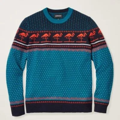 Suéter Flamingo BONOBOS Masculino XXL Lã Merino Edição Limitada Novo com etiquetas $129 - Imagem 1 de 4