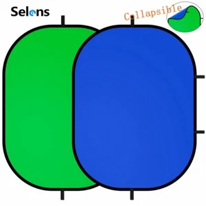 Selens Portable Green Blue 2in1 Background Backdrops Collapsible Screen Studio - Picture 1 of 8