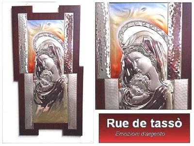 QUADRO CAPOLETTO MADONNA con BIMBO Cm.29x47H LASTRA ARGENTO 925% con COLORE 8157 - Immagine 1 di 4