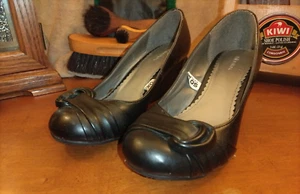 Xhilaration Slip on Dress Wedge Cap Toe Sandal Women Size 6 Black Shoes - Picture 1 of 12