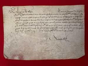 FF17-VELIN-SIGNIERT-QUITTUNG-CATHERINE DE ROLLAND-[CATHERINE DE MEDICIS] - Bild 1 von 1