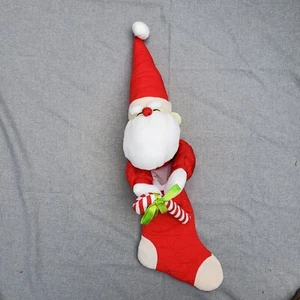Vintage Weihnachten Santa Kopf 3D Strumpf Puffy Nylon Fallschirm Zuckerstange 29 Zoll - Bild 1 von 15