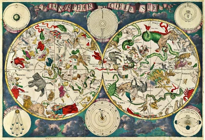 1680 Frederik de Wit Mapa Celestial Carta Zodiacal Estrella Astrológica Impresión Artística Foto 1 de 4