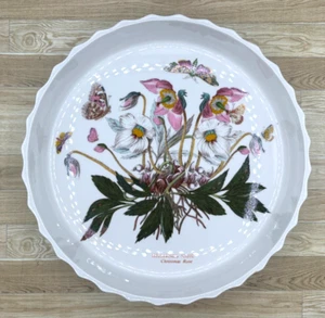 Portmeirion Botanic Garden 11" Quiche Pie Tart Round Baking Dish Christmas Rose - Picture 1 of 18
