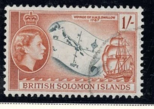 1956 British Solomon Island 1/- H.M.S. SWALLOW used - Picture 1 of 2