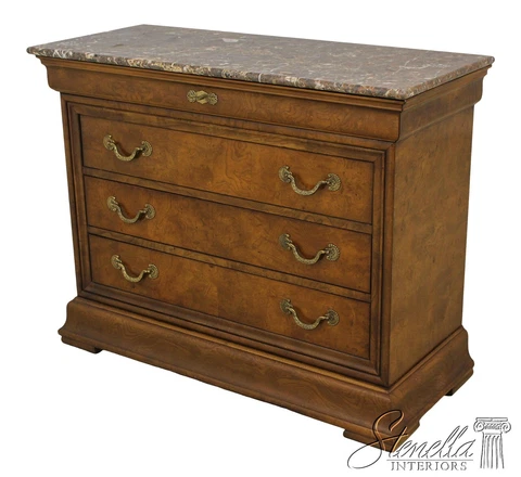 L59569EC: HENREDON Charles X Marble Top Burl Elm Chest Cover