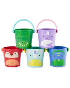 Cubos de juguete para baño de bebé Skip Hop, cubos para apilar y verter zoológico, pastel - Imagen 1 de 9