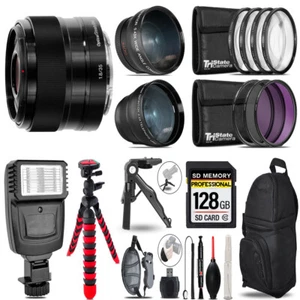 Sony E 35mm f/1.8 OSS Lens -3 Lens Kit + Flash + Tripod - 128GB Kit - Picture 1 of 7
