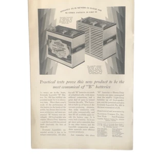 Vintage 1927 Eveready Radio B Battery Ad Advertisement - Picture 1 of 4