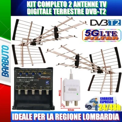 EMME ESSE KIT ANTENNA PER REGIONE LOMBARDIA TV DIGITALE TERRESTRE A 2 ANTENE