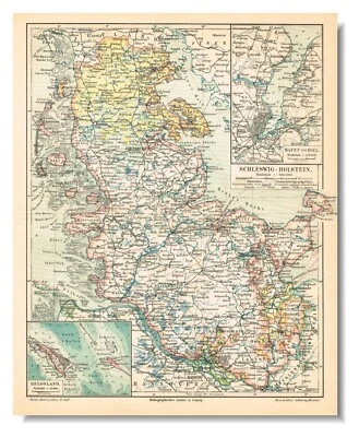 Mapa original de Schleswig-Holstein ALEMANIA DINAMARCA 1910 Foto 1 de 4