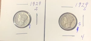 Two 1929-S Mecury Dime's - Picture 1 of 5