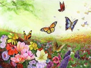 Paint By Numbers Unframed 40x50cm - Butterflies and Flowers - Au Stock - Bild 1 von 3